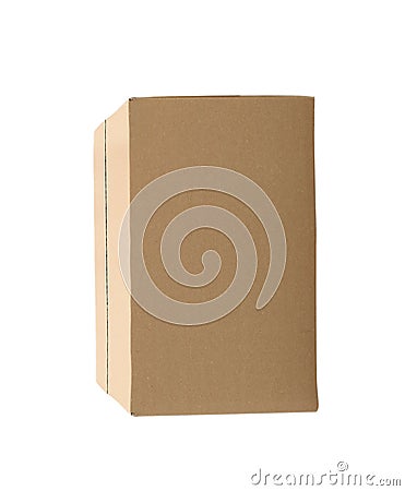 Simple brown carton box on white Stock Photo