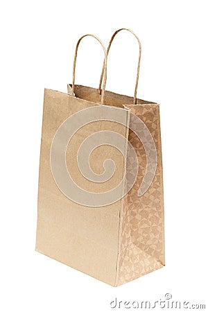 Simple brown paper bag isolated over white background Stock Photo