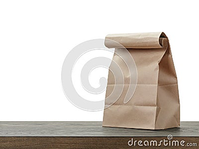 Simple brown paper bag for lunch or food Stock Photo