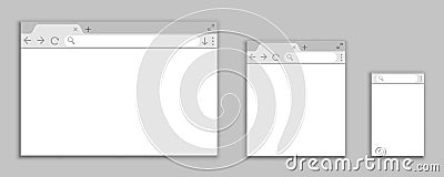Simple browser window in a flat style, design a simple blank web page, search in internet, template browser window on computer Vector Illustration