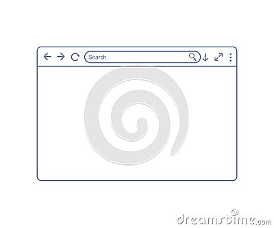 Simple browser window mockup outline in a flat style, empty blank web page website, search in internet, template browser window Vector Illustration