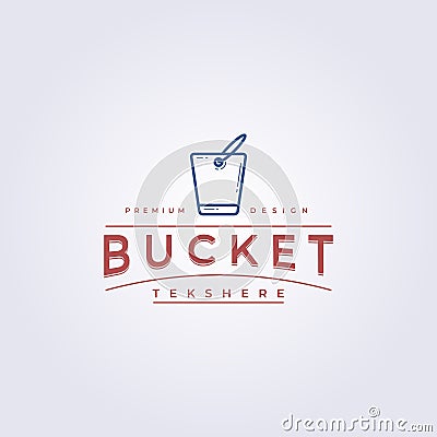 simple bucket pail well logo vector illustration, line bucket template logo design Vector Illustration