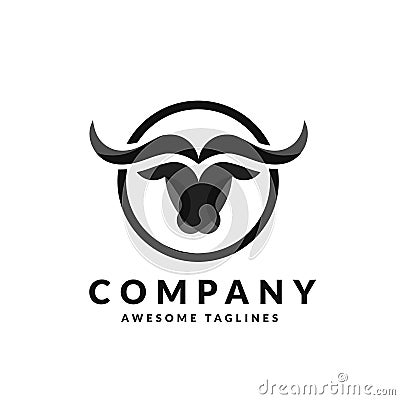 Simple Bull head vector logo concept Vector Illustration