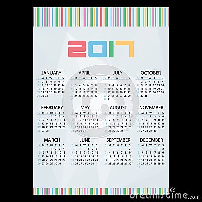 2017 simple business wall calendar abstract paper backgrond and bar code eps10 Vector Illustration