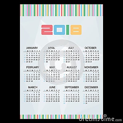 2018 simple business wall calendar abstract paper backgrond and bar code eps10 Vector Illustration