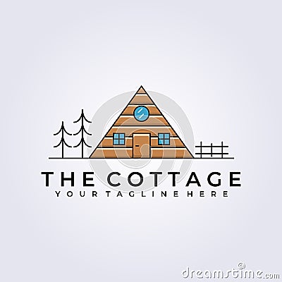 simple cabin cottage lodge logo homestead vector illustration design Vector Illustration