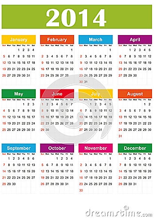 Simple 2014 calendar Stock Photo