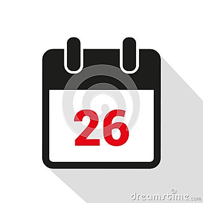 Simple calendar icon 26 on white background Vector Illustration