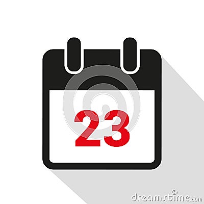 Simple calendar icon 23 on white background Vector Illustration