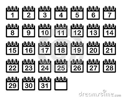 Simple Calendar Month Icons Set. Vector Vector Illustration
