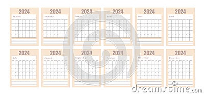 Simple calendar 2024. Vector illustration. Cartoon Illustration