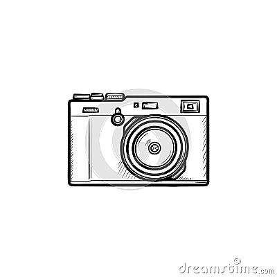 Simple camera hand drawn outline doodle icon. Vector Illustration