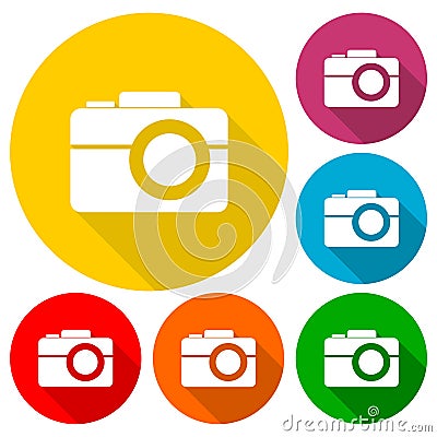 Simple Camera Icons set with long shadow Vector Illustration