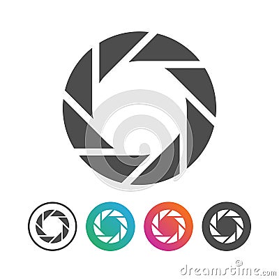 Simple Camera Shutter Icon Symbol Design Set Vector Illustration