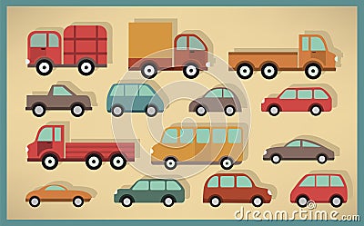 Simple cars collection Vector Illustration