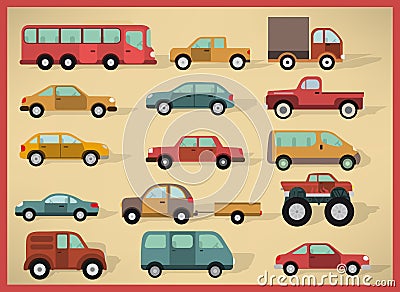 Simple cars collection Vector Illustration