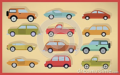 Simple cars collection Vector Illustration