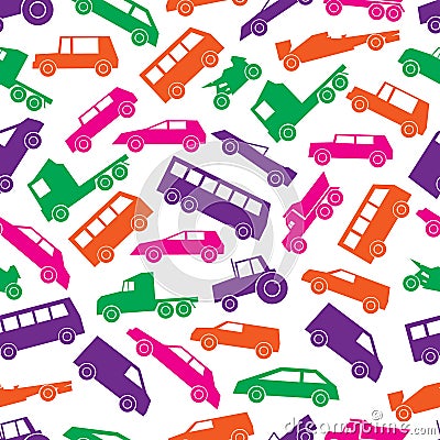 Simple cars color icons seamless pattern Vector Illustration