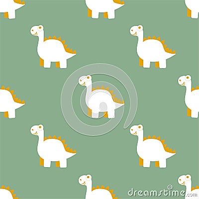 Simple cartoon dinosaurs natural colors seamless pattern vector Vector Illustration