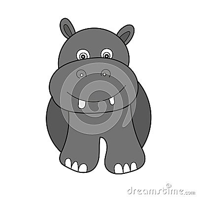 Simple cartoon icon. Funny hippopotamus Vector Illustration