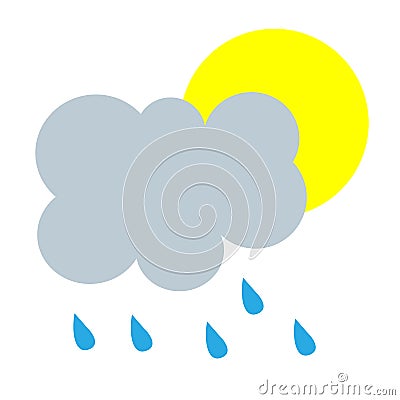 Simple cartoon illustration of partly cloudy rain weather symbol Vector Illustration