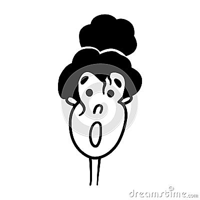 Simple cartoon portrait of a young girl. Minimal emotional face of the girl Vector Illustration