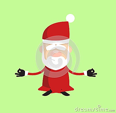 Simple Cartoon Santa - Doing Meditation Stock Photo
