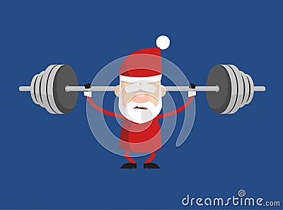 Simple Cartoon Santa - Doing Weight Lifting Stock Photo