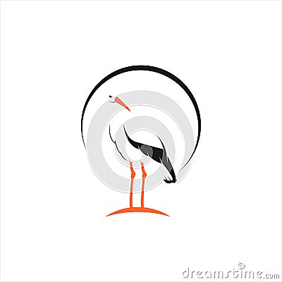 Simple cartoon of standing stork vector Vector Illustration