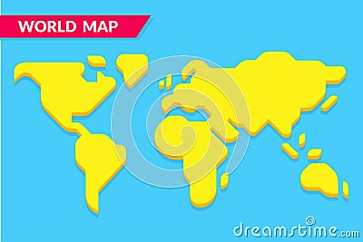 Simple cartoon style world map Vector Illustration