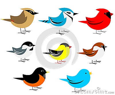 SImple Cartoon Wild Birds Vector Illustration