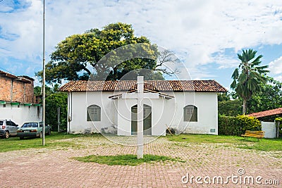 Simple catholic church at the main square in Coqueiros neighborhood Stock Photo