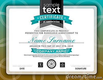 Simple certificate of appreciation border frame template Vector Illustration