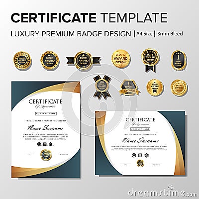 Simple certificate design with badge vector Vector Illustration