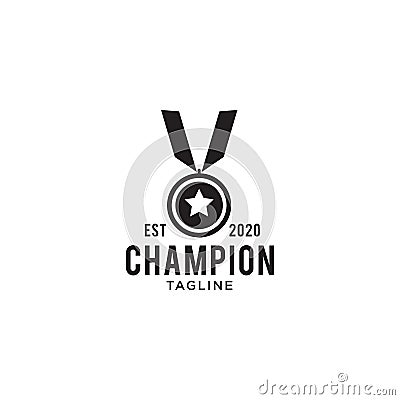 Simple champion medal logo design template Vector Illustration