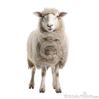 Sheep isolated on white background. Generative ai. Stock Photo