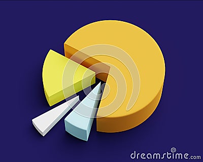 Simple chart pie with separated parts, business statistics, 3d rendering. Financing, report diagram in bright colors Stock Photo