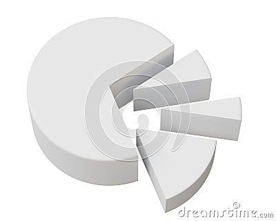 Simple chart pie with separated parts, business statistics, 3d rendering. Financing, report diagram isolated Stock Photo