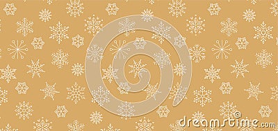 Simple Christmas background, geometric minimalist pattern with golden snowflakes. Retro Xmas concept design Vector Illustration