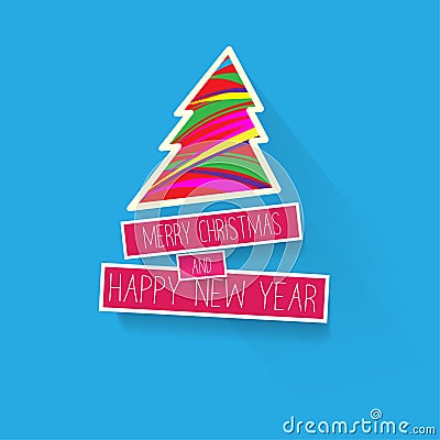 Simple Christmas card and New Year greetings illustration Vector Illustration