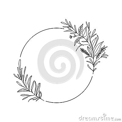 Simple circle frame with floral decoration Vector Illustration