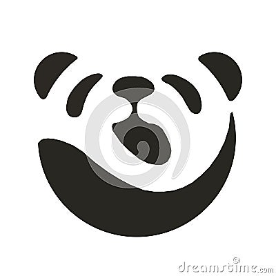 Simple circle logo panda black and white symbol icon Vector Illustration