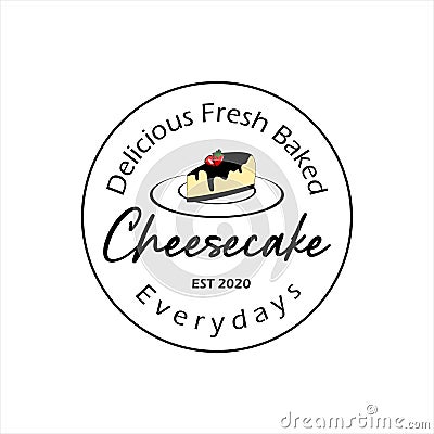 Simple circle stamp label cheesecake bakery Vector Illustration