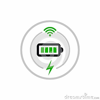 Simple Circle Wireless Battery Charging Icon Vector Illustration