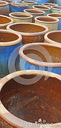 Simple Circular Garden Pots Stock Photo