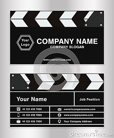 Simple clapperboard theme business name card template for movie director Vector Illustration