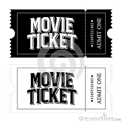 Simple classical tickets. Black and White colors. Vector illustration. Vector Illustration