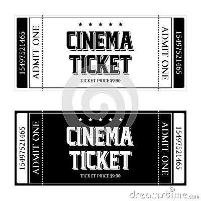Simple classical tickets. Black and White colors. Vector illustration. Vector Illustration