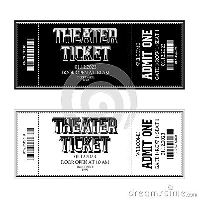 Simple classical tickets. Black and White colors. Vector illustration. Vector Illustration