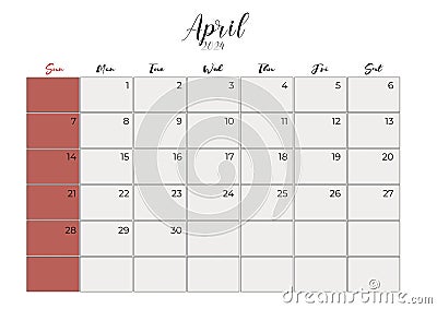 Simple clean calendar for 2024 Stock Photo